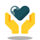 Cartoon hands holding love heart