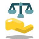 Cartoon hand holding scales