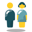 Two cartoon people standing next to eachother